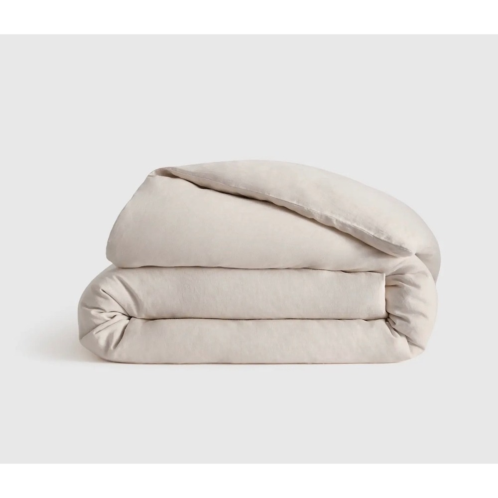 Quince King/Cal King Duvet Cover Natural Chambray European Linen Bedding NEW